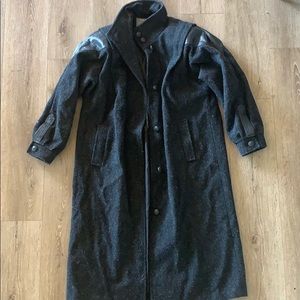 Outward international wool coat leather accent